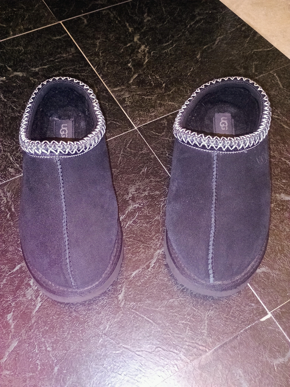 UGG Black Suede Slip-On Clogs